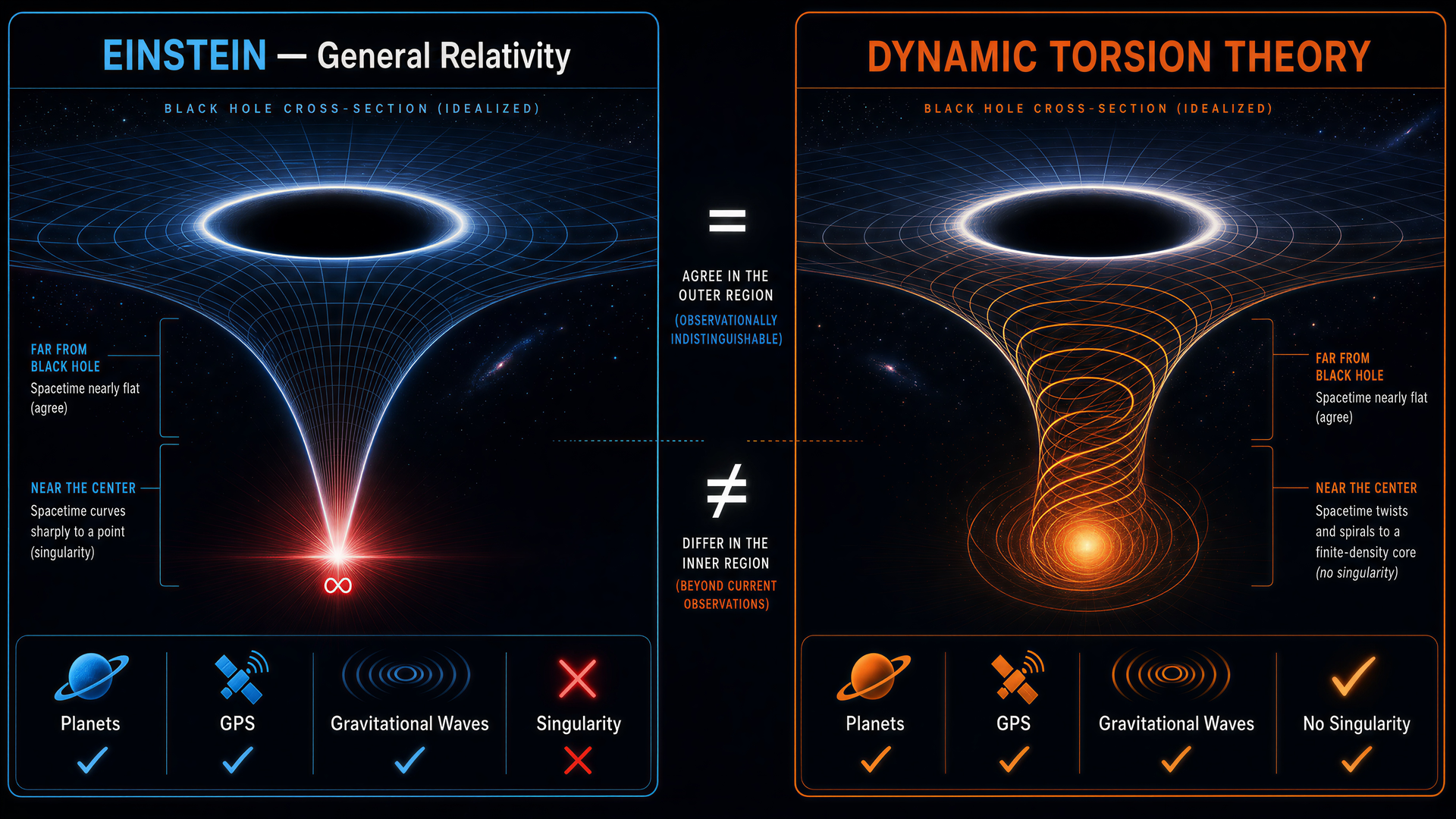 Einstein vs Dynamic Torsion comparison